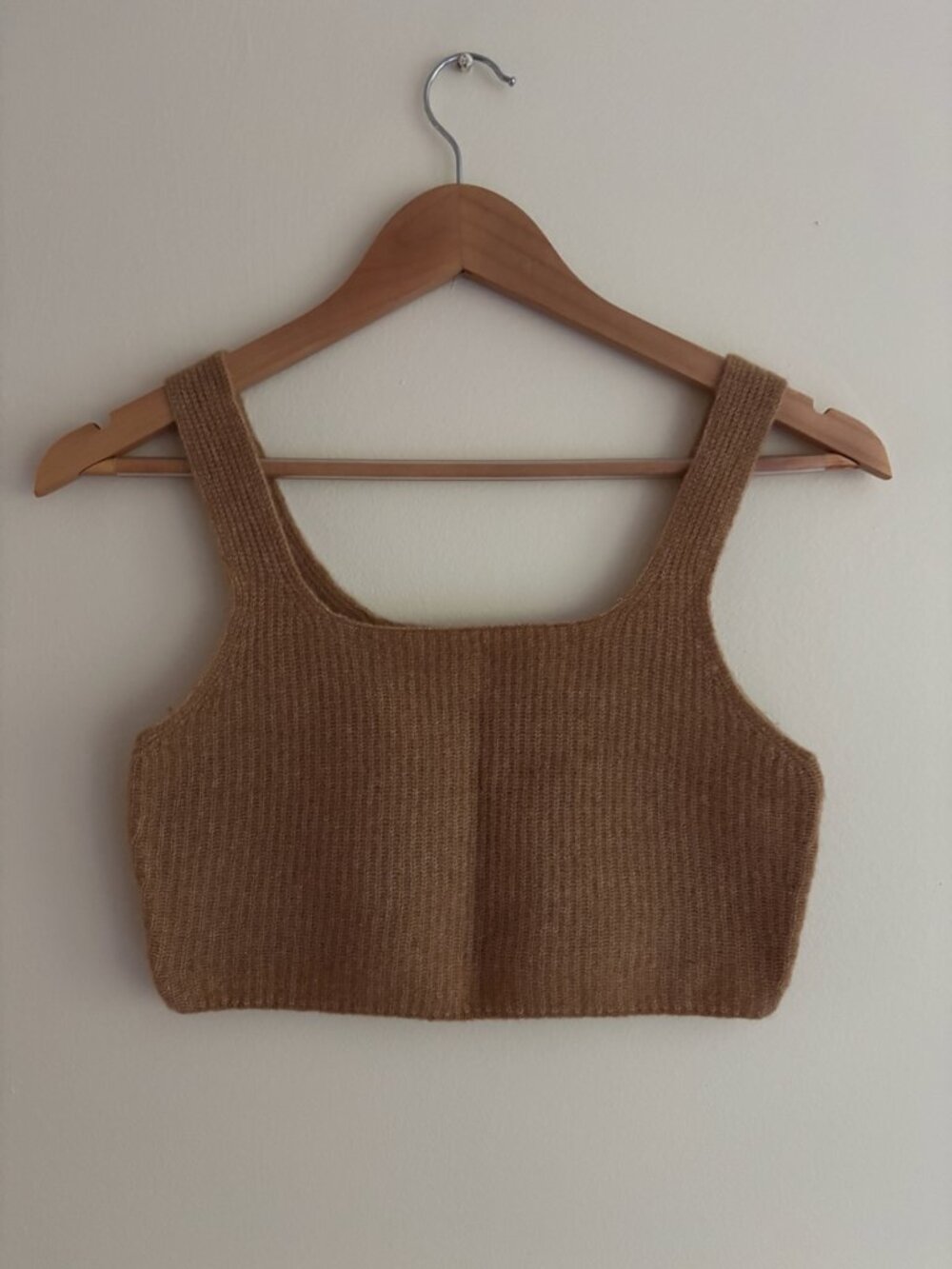 Everlane Camel Ribbed Cropped Tank Top, Size small